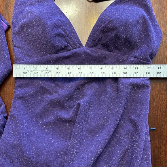 BerlinNova NWT Prom Purple Evening Metallic High Slit Mermaid Dress - Picture 3 of 12